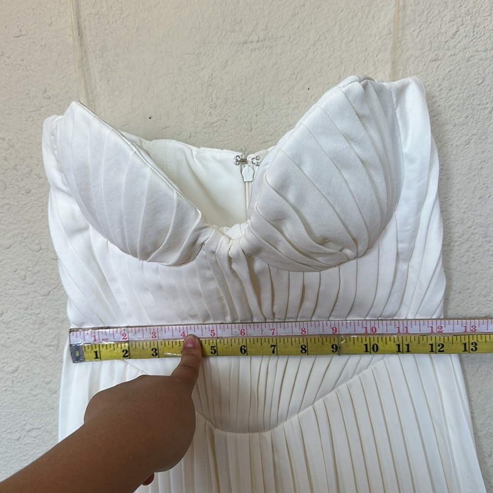 House of CB Cream Strapless Pleated Midi Dress - Picture 6 of 15